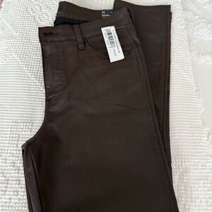 Brown waxed straight leg jeans